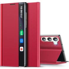 Capa para Samsung Galaxy S23 FE 5G com janela transparente e inteligente, com suporte para Samsung S23 FE, capa flip de luxo, espelhada, fina, espelhada, rígida, de couro, transparente, para Samsung