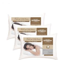 Travesseiro Ortobom Percal 200 fios Macio 70CM X 50CM - 100% Algodão -