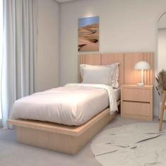 Cama Solteiro Cabeceira e Mesa c/ 2 gavetas Sob Medida MDF - Casa Lar 