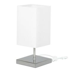 Abajur Eros Quad Branco com Base Inox. - MARRYLUZ