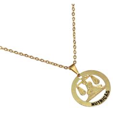 Colar Minha Profissão Nutrição Nutricionista Folheado 18k