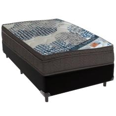 Cama Box Preto e Colchão ISO  Molas Ensacadas Solteiro Ortobom