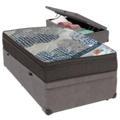 Cama Box Baú e Colchão ISO  Molas Ensacadas Solteiro Ortobom