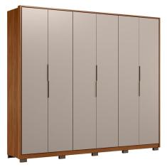 Guarda Roupa Casal Atrice 6 Portas Nogueira Nude Prime tx com Pés Demóbile – Demartêz