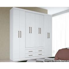 Guarda Roupa Casal 8 Portas e 4 Gavetas Nápoles Branco - Santos Andirá