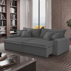 Sofá Cama Áustria 3 Lugares Retrátil Reclinável 210cm Veludo