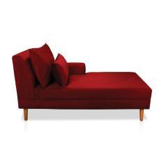 Divã Chaise Jade 1,60 Cm Pés Chanfrado Suede Vermelho