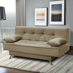 Sofá Cama 1,80m França Suede Bege Adonai Estofados