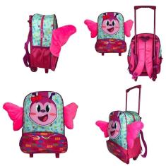 Mochila Infantil Escolar Borboleta Rodinha Rosa