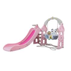 Playground Infantil 3 em 1 Plástico Escorregador Balanço Cesta Lazer Brinquedo Rosa Brinqway Bw-218