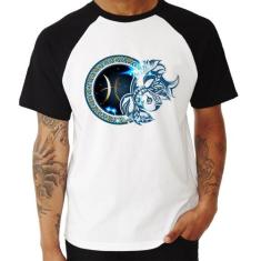 Camiseta Raglan Signo Peixes Astrologia - Foca na Moda, Branco, Preto,