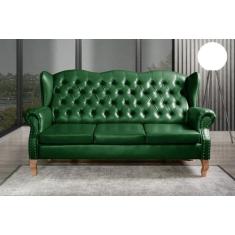 Sofá 3 Lugares Capitonê Vintage Imperador Chesterfield Verde - BELLA D