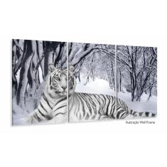 Quadro Decorativo Tigre Branco Animais Com Tela Em Tecido 12
