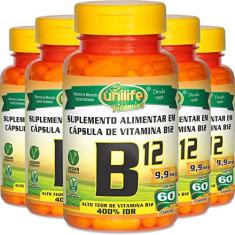 Kit 5 Vitamina B12 Cobalamina Unilife 60 cápsulas