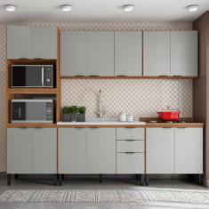 Cozinha Completa Firenze 14 Portas 2 Gavetas Amêndola Touch/Nude Prime Tx - Demóbile