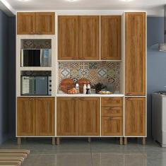 Cozinha Compacta Modulada Com 4 Peças E Tampo Sofia Pátina Ff Com Moscatto Ff