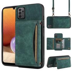 Capa de telefone para Samsung Galaxy A32 4G 6,4 polegadas capa carteira com alça de ombro transversal e suporte de cartão de crédito de couro bolso fino suporte acessórios para celular A 32 32A S32 G4