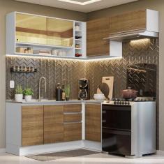 Armário de Cozinha Completa de Canto 349cm Branco/Rustic Glamy Madesa 