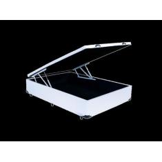 Cama Box Baú Casal 138 Tecido Sintético Branco com Colchão Lisboa Bell