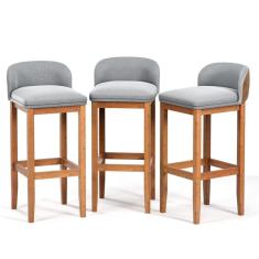 Kit 3 Banqueta Alta Madeira Maciça Cozinha Americana Bar