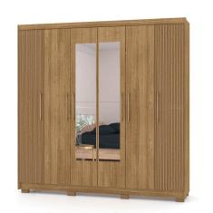 Guarda Roupa Casal 6 Portas Com Espelho 223cm Luko V02 Nature-brisa - Mpozenato