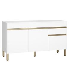 Balcão Gabinete De Pia 150 Cm 3 Portas Com Tampo Kits Paraná Branco Supremo Branco-supremo