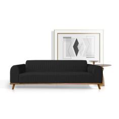 Sofá Living Átila 2,50m 5 Lugares Veludo Preto - LEONARDI