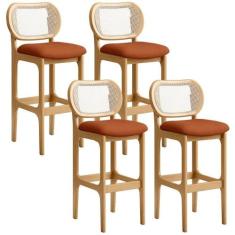 Kit 04 Banquetas Altas Para Cozinha Bancada Sala Tela Betta Fixa L02 T