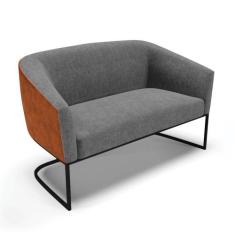 Sofá Namoradeira 2 Lug Industrial Preto Stella Noz/Linho D03 - D'Rossi