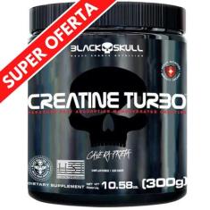 Creatina em Pó Monohidratada Turbo Black Skull 300g Creatine Caveira P