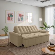 Sofá Cama Retrátil e Reclinável 3 Lugares 260cm Veludo com Molas Palme