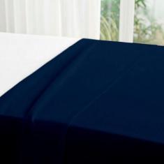 Lençol Com Bainha Solteiro De Cima Percal 180 Fios - RAFALORO, AZUL MA