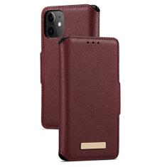 GSYH Capa flip para iPhone 13 Mini/13/13 Pro/13 Pro Max, capa carteira de couro legítimo slots para cartão Kickstand TPU à prova de choque capa protetora magnética fólio capa, vermelha, 13 15,1 cm