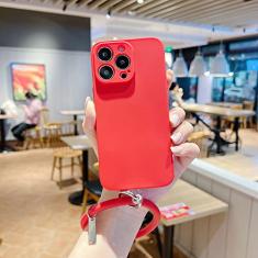 Capa de telefone de pulseira de pulso de cor doce para iPhone 13 12 11 Pro Max Mini XR XS X 8 7 Plus 6 6S 5 SE 2022 Capa de silicone fosco macio, vermelho, para iPhone 11 ProMax
