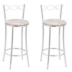 Kit 2 Banquetas Cromadas Bc51-b E503 Cromado/Bege