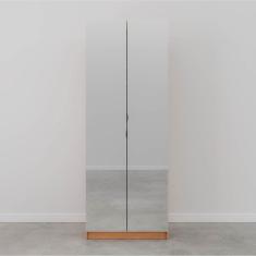 Guarda Roupa Hera com Espelho 2 Portas com Cabideiro e 2 Gavetas Cabecasa Madeiramadeira Branco Geada/Louro/Preto