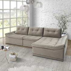 Sofá Milos 4 Lugares e Chaise Bege Estofama