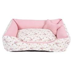 Cama para Cachorro ou Gato Tamanho Grande 70x55cm + Ossinho Flora Rose