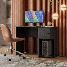Escrivaninha 100cm 2 Gavetas Qmovi Preto