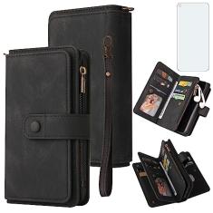 Asuwish Capa de telefone para OnePlus 9 OnePlus9 5G capa carteira com protetor de tela de vidro temperado e alça de pulso couro suporte para cartão celular One Plus9 On 1 Plus 1plus One+ 1+ 1+9 nove