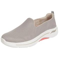 Skechers Go Walk Arch Fit feminino Grateful, Castanho-Acinzentado/Coral, 34