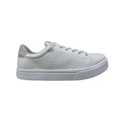 Tenis Feminino Casual Detalhes em Brilho Via Marte 016 002 BRANCO/PRATA 39-Feminino