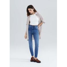 Calça Jeans Básica Feminina Cintura Média Skinny - Hering, 038, Azul m