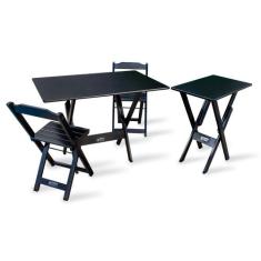 Conjunto de Mesa Dobrável 1,10x70 com 2 Cadeiras Mais Mesa Aparador Ta