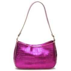 Bolsa Baguete Croco Metalizada Barato Bolsinha De Ombro Dia Dia Festa 