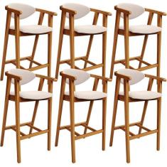 Kit 06 Banquetas Alta Para Cozinha Bancada Bar Sala de Jantar Fixa Cec