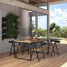 Mesa De Jantar Retangular 4 Lugares Madeira Moderna Industrial 120x90c