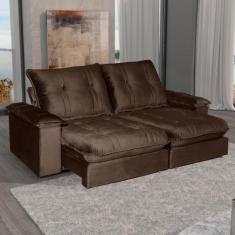 Sofá 3 Lugares 2,10m Retrátil e Reclinável Zyan Bom Pastor, Marrom Vel