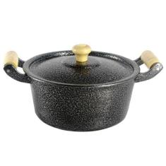 Caçarola Panela Reta Craqueada De Alumínio Alça Madeira 26cm - DIVIFOR