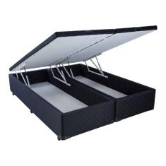 Cama Box Baú Casal Mega Tecido Black - 138x188 - Bipartido - Mega Colc